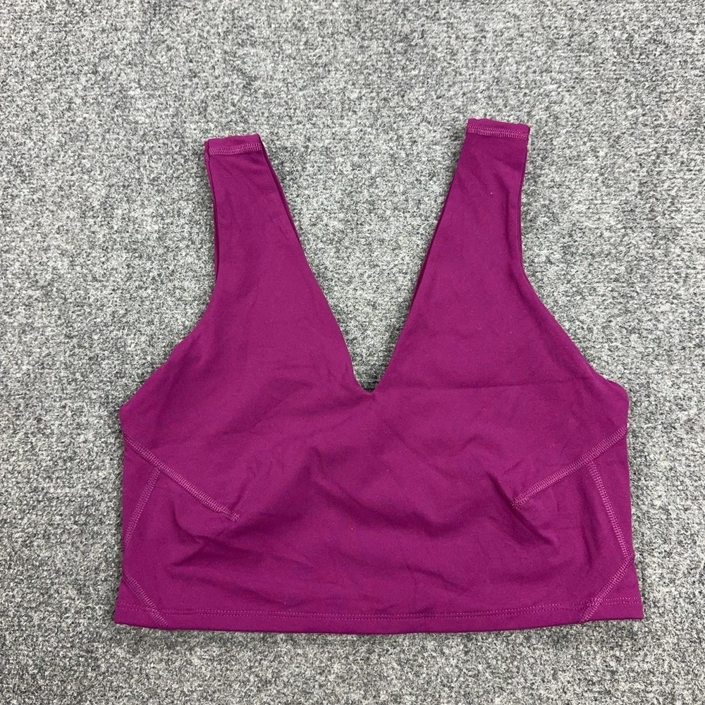 Free People Sports Bra Womens Large Purple V Neck Longline Yoga Gym Athletic